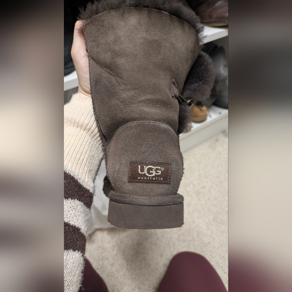 UGG Australia Bailey ii Button Shearling Boot in Chocolate - Picture 3 of 6